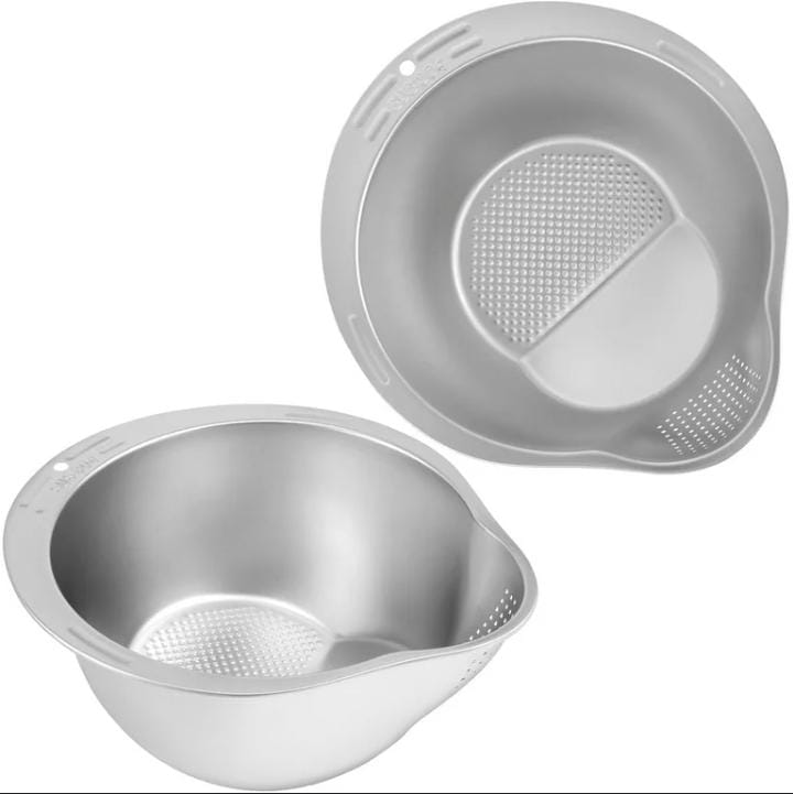 🔥 Premium Stainless Steel Washing & Draining Bowl – 2-in-1 Strainer & Mixing Bowl 🔥