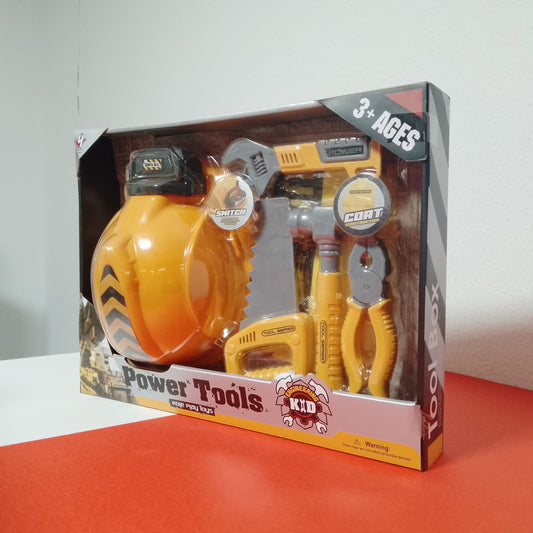 Kids Power Tools Pretend Playset with Helmet and Accessories