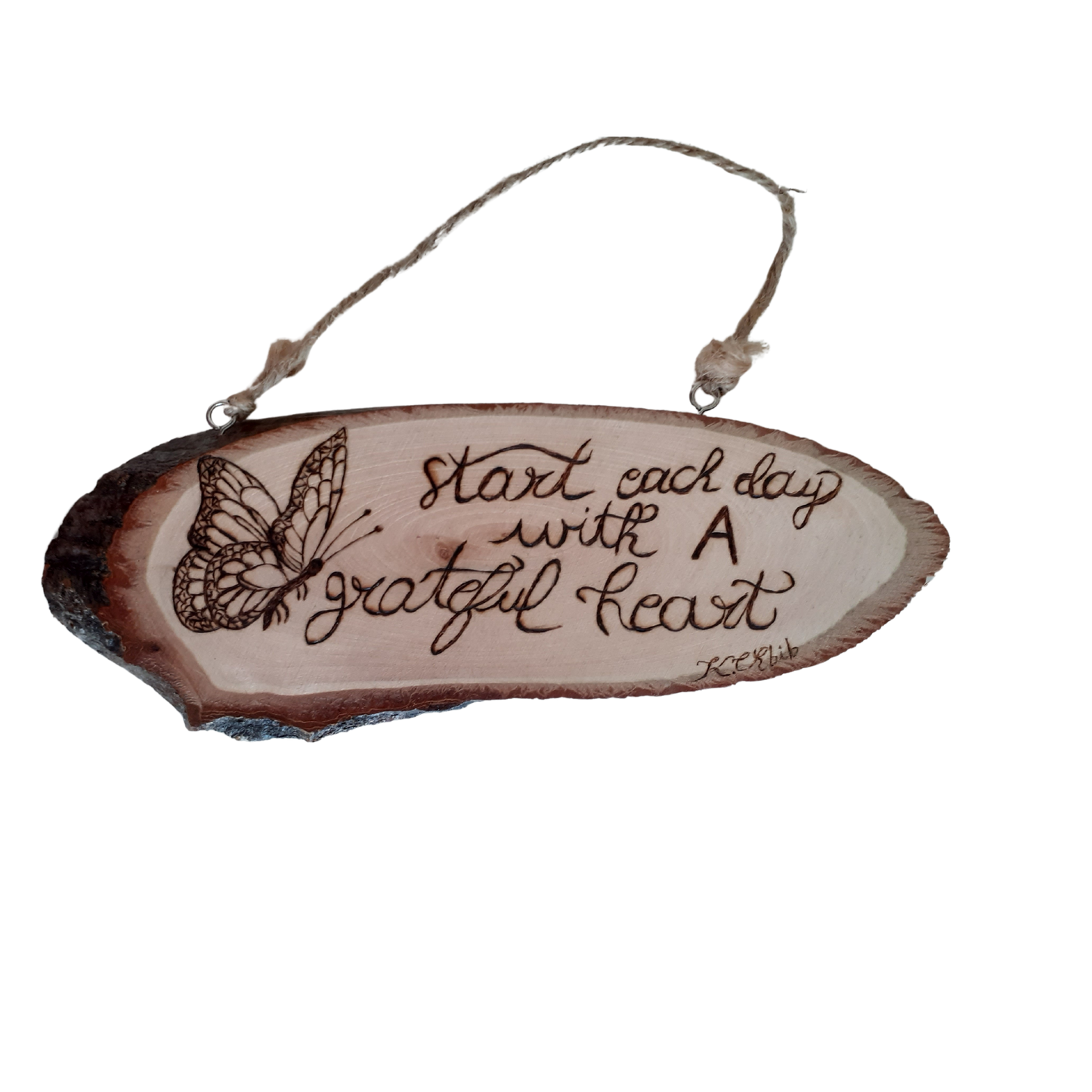 Handcrafted Wooden Butterfly with Inspirational Quote – "Start Each Day with a Grateful Heart" – 24x9 CM