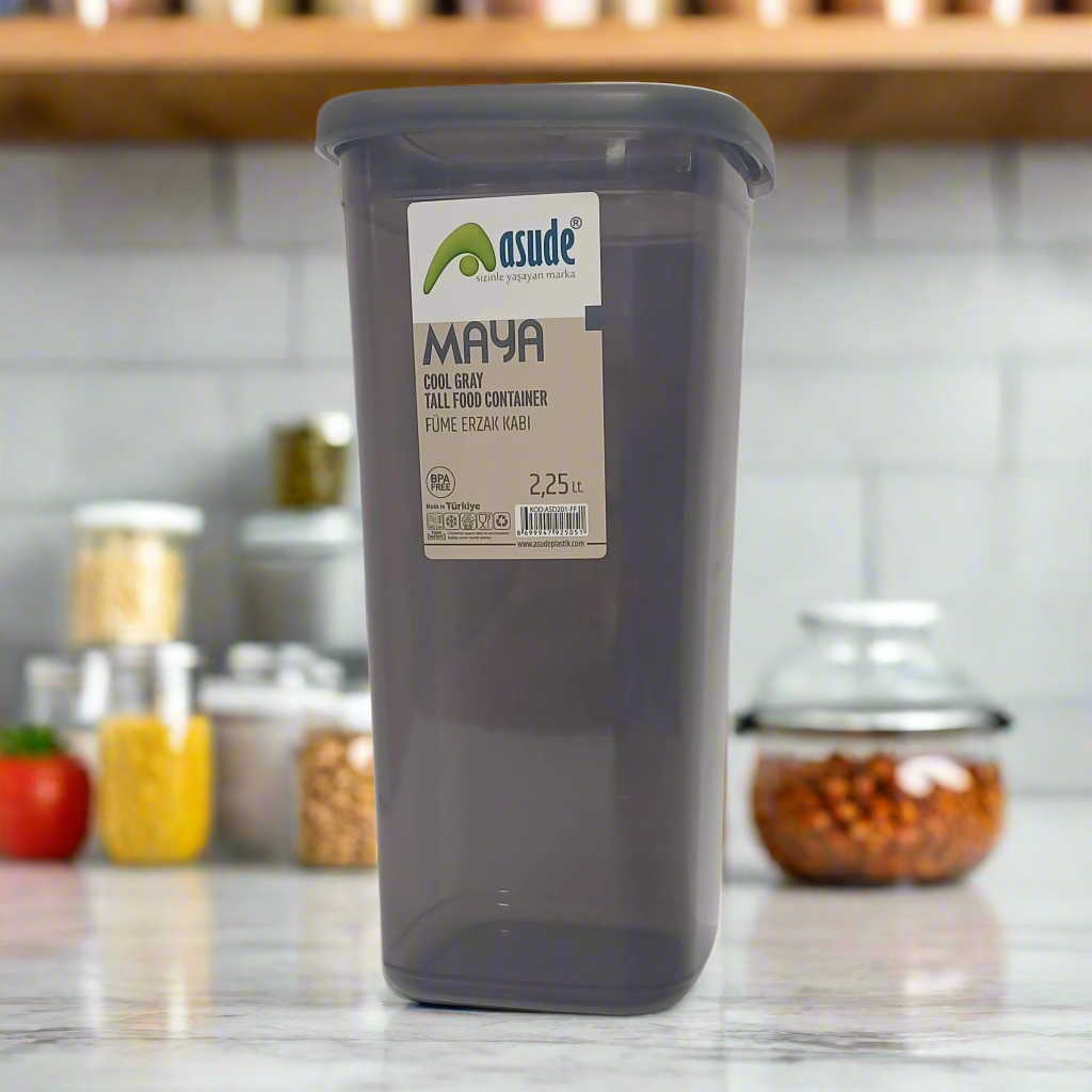 Tall Airtight Food Storage Container - 2.25L | Cool Gray | BPA-Free & Leak-Proof