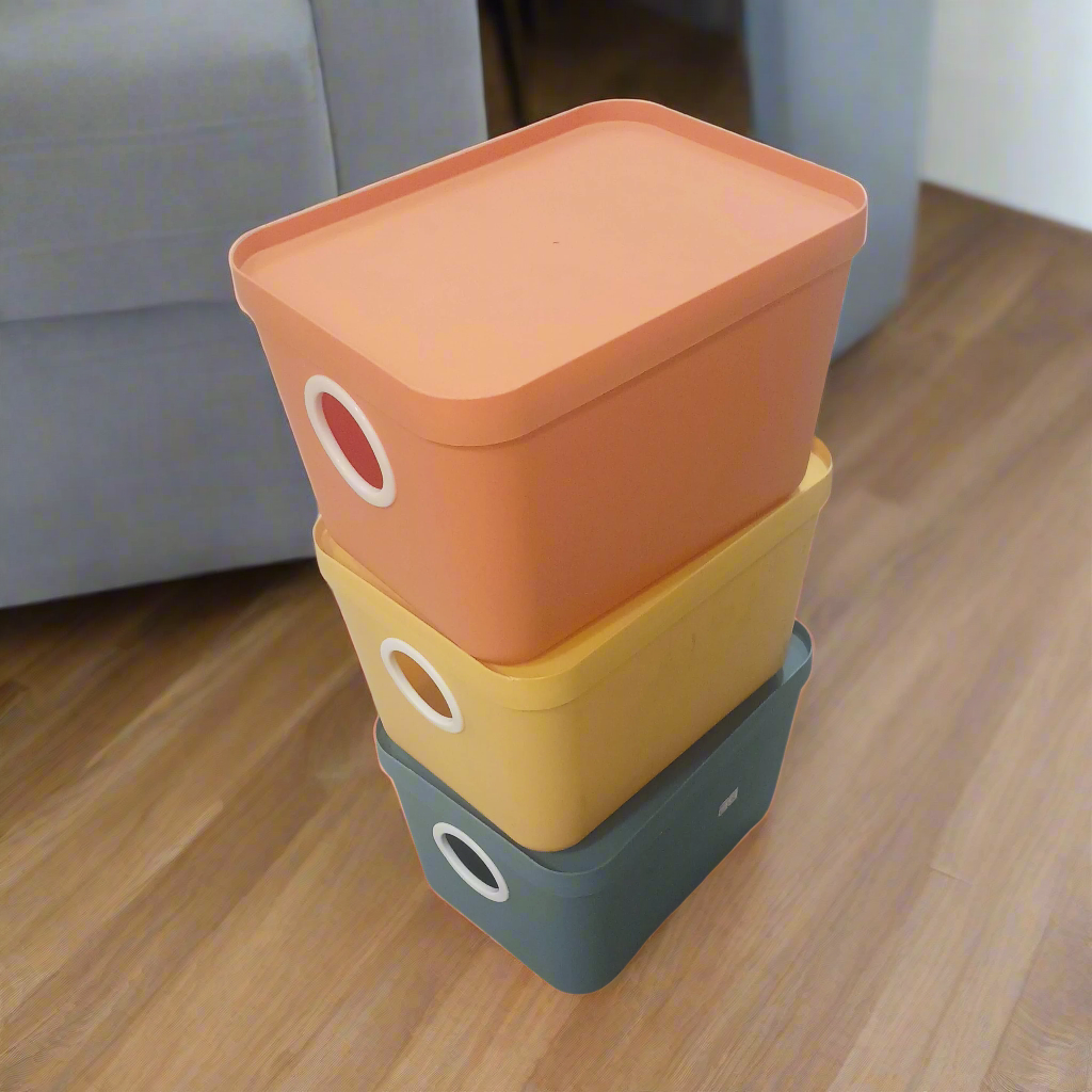 Set of 3 Stackable Storage Bins with Lids | Multi-Purpose & Durable