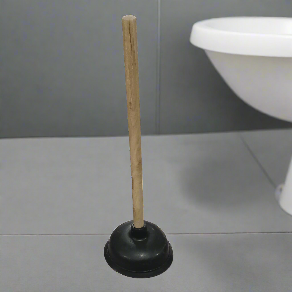 Classic Wooden Handle Toilet Plunger – Heavy-Duty Rubber Suction