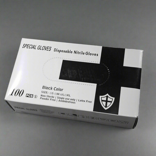 Black Disposable Nitrile Gloves – Powder-Free, Latex-Free, Ambidextrous (100 Pcs)