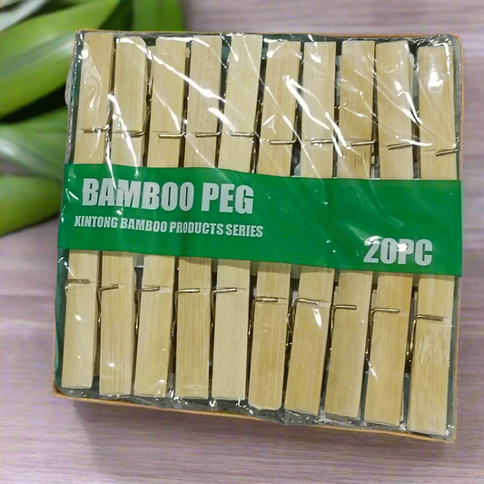 Natural Bamboo Clothespins – 20 PCS Durable Laundry Pegs