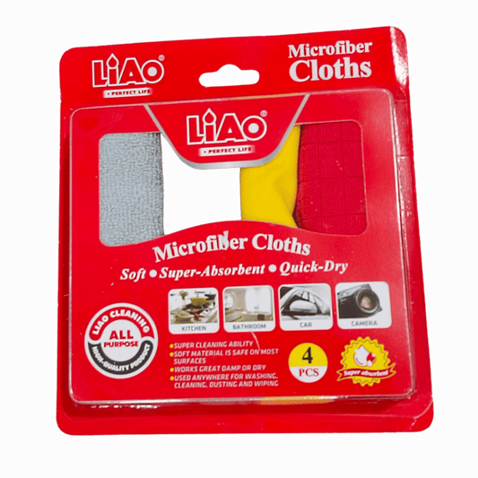 Liao Microfiber Cloths – 4 Pcs Super-Absorbent & Quick-Dry