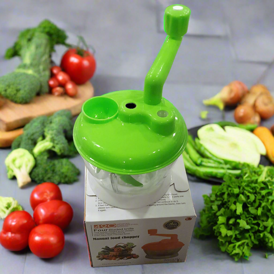 Manual Food Chopper | Quick & Easy Vegetable Cutter | 400ml Capacity | Green & Transparent