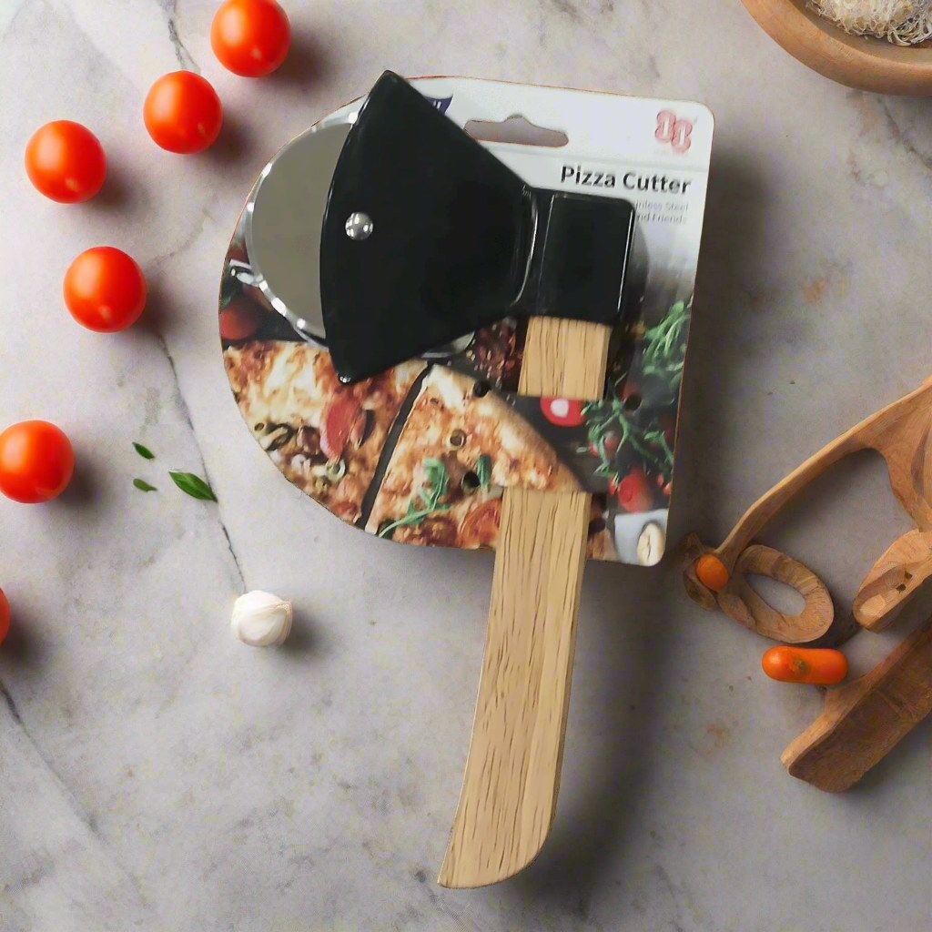 Pizza Cutter | Stainless Steel Blade with Wooden Handle