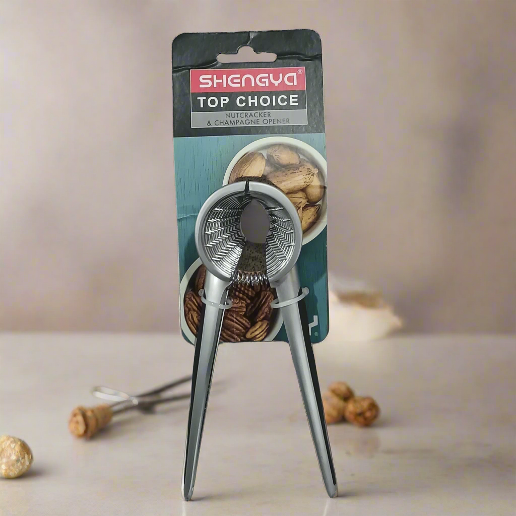 Nutcracker & Champagne Opener – Multi-Functional Tool for Nuts, Seafood, and Bottles