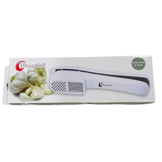 Garlic Press & Slicer – 6 Slices, Easy to Use, White