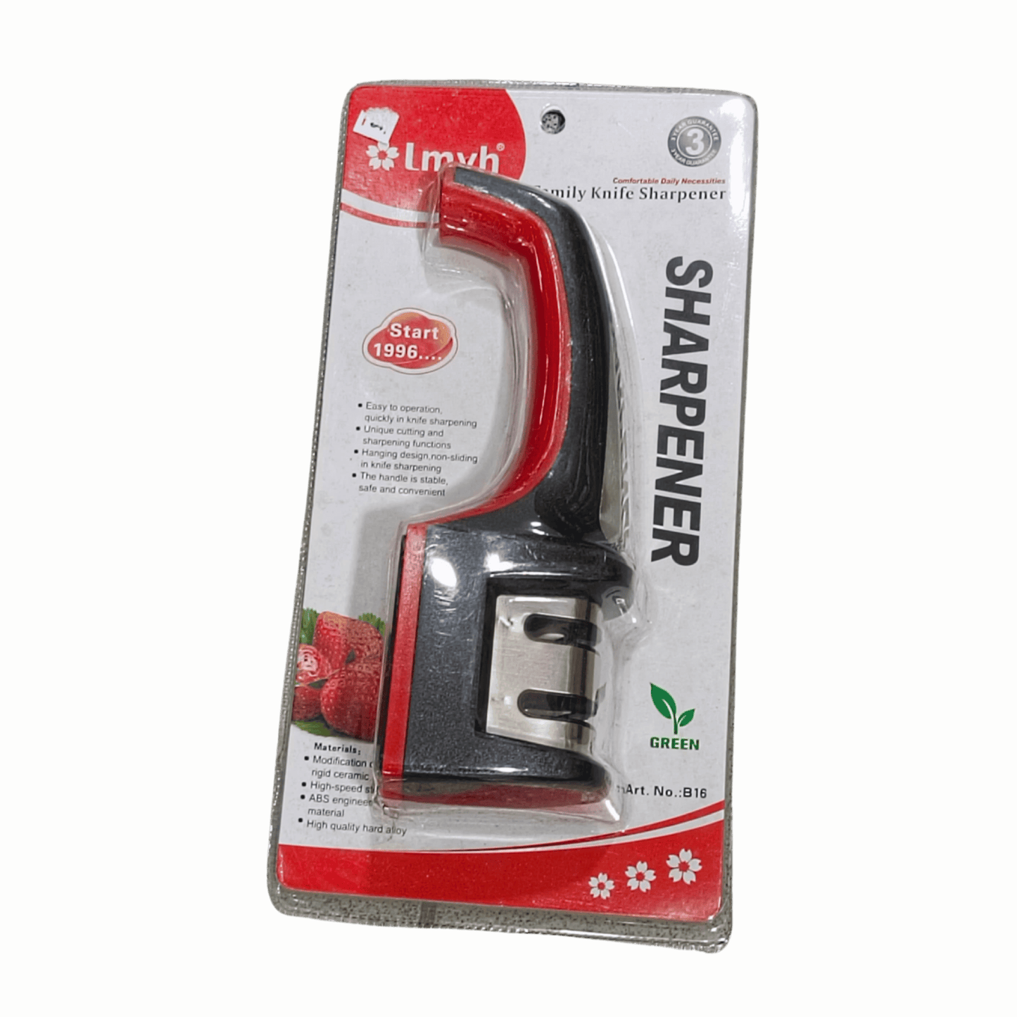 Knife Sharpener – 2-Stage, Ergonomic Handle, Red and Black