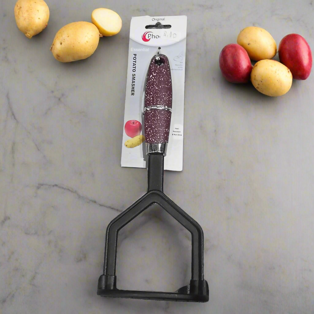 Potato Masher – Ergonomic Handle, Durable and Efficient, Black & Red