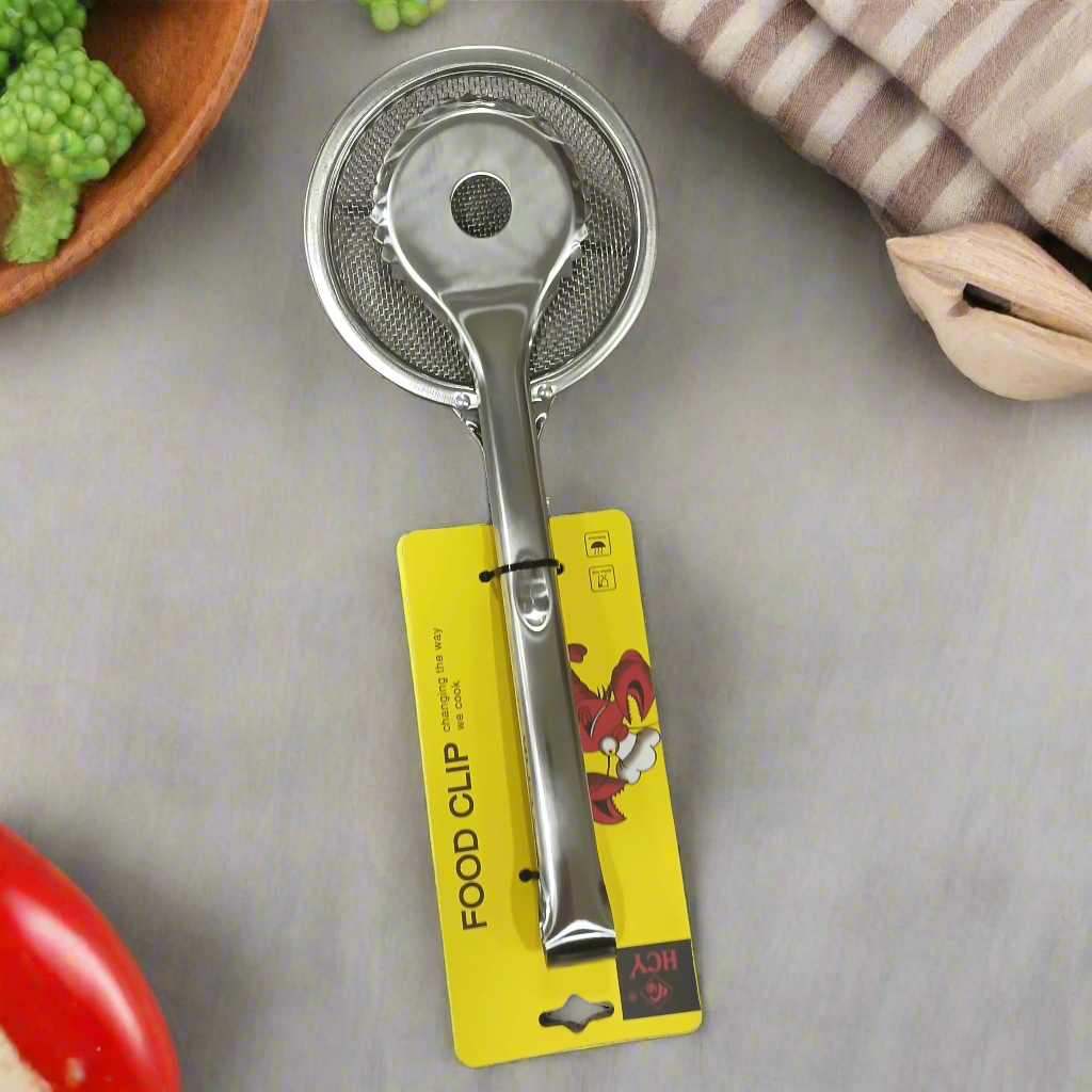 Stainless Steel Food Clip with Strainer – Multi-Function Kitchen Tool