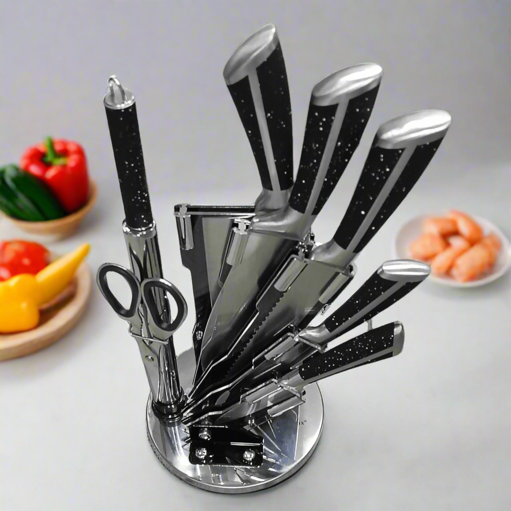 Premium Stainless Steel Knife Set with Stand – 10-Piece Kitchen Collection