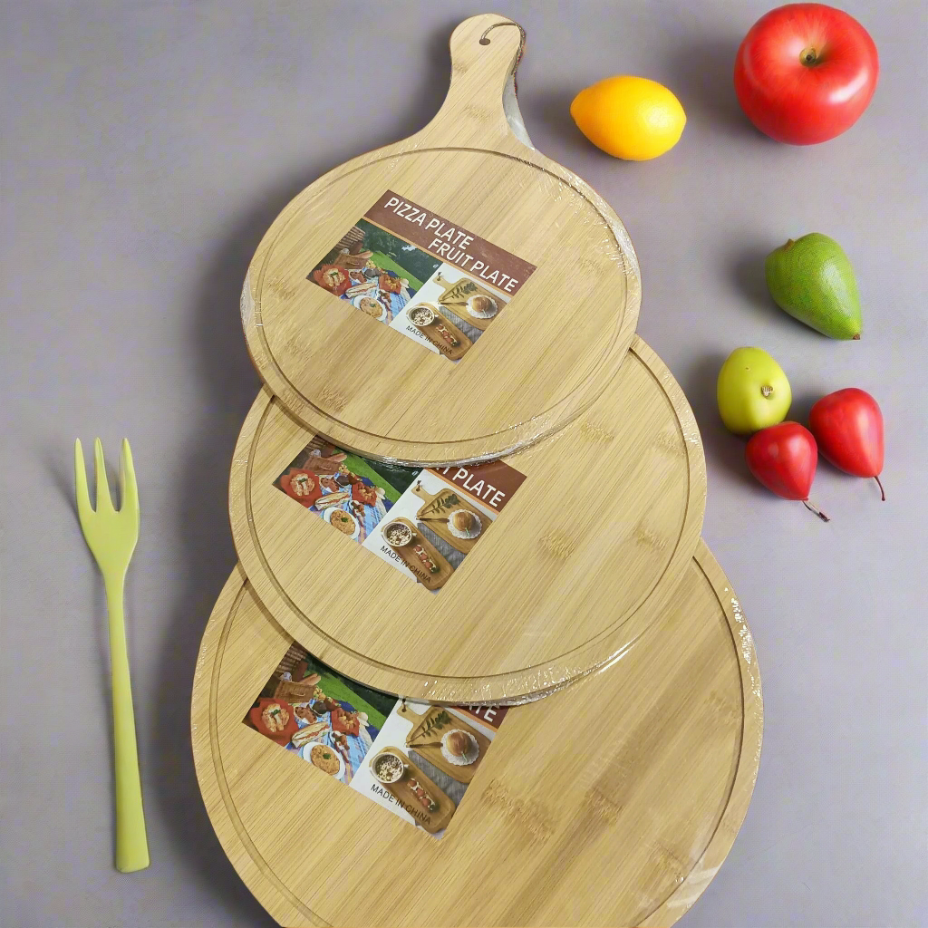 Bamboo Pizza and Fruit Plate Set – Elegant, Durable & Eco-Friendly