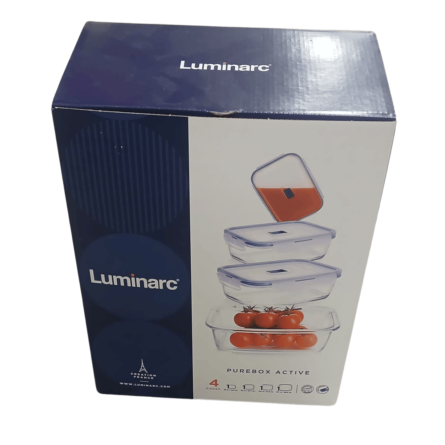 Luminarc Purebox Active 4-Piece Storage Set – Durable & Airtight Food Containers