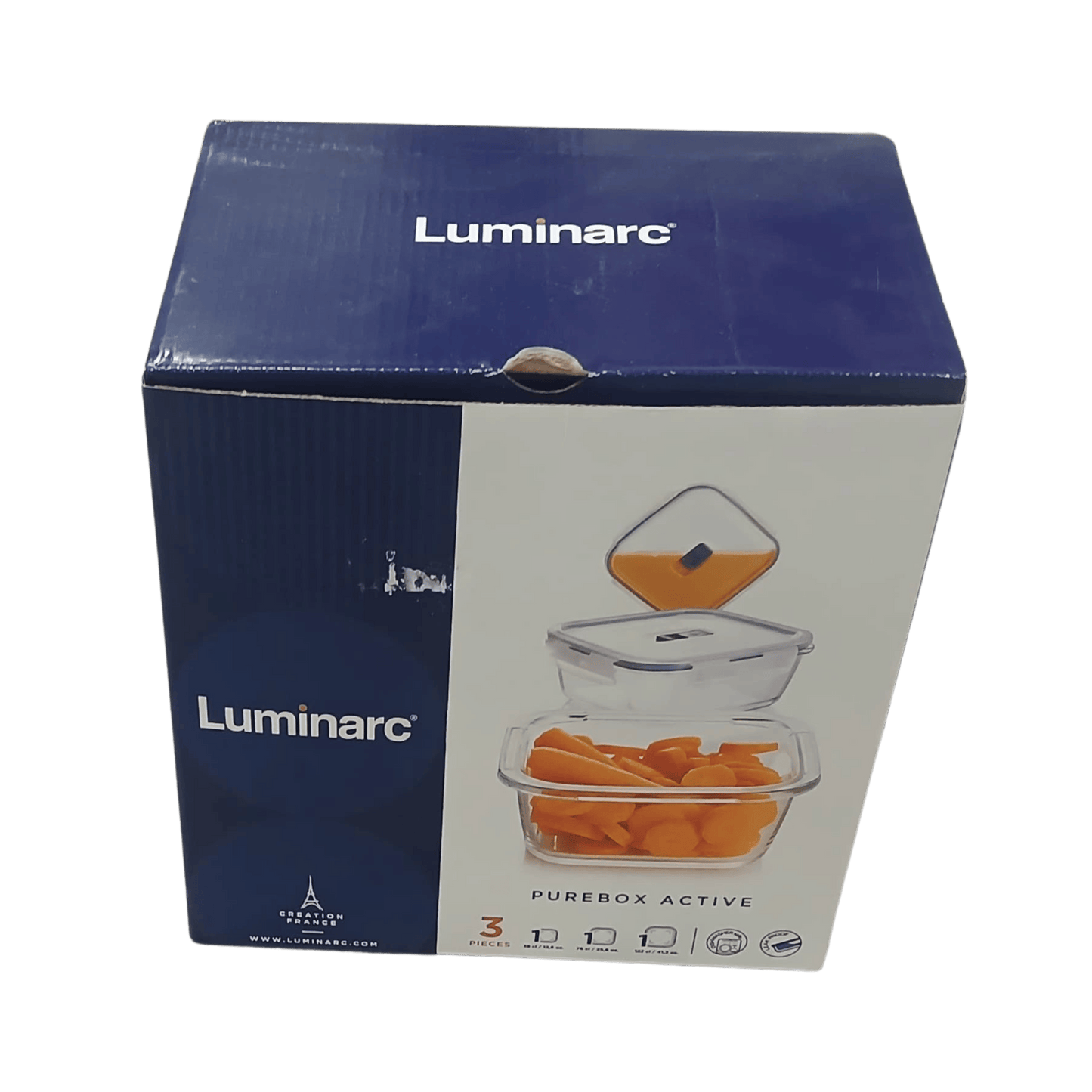 Luminarc Purebox Active 3-Piece Storage Set – Durable Airtight Food Containers