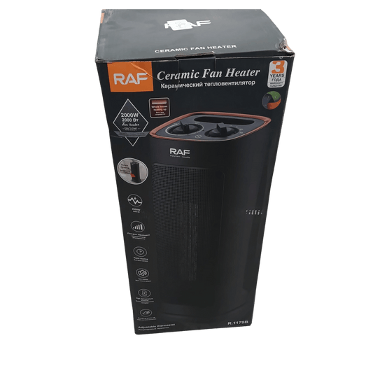 RAF Ceramic Fan Heater – 2000W with Adjustable Thermostat