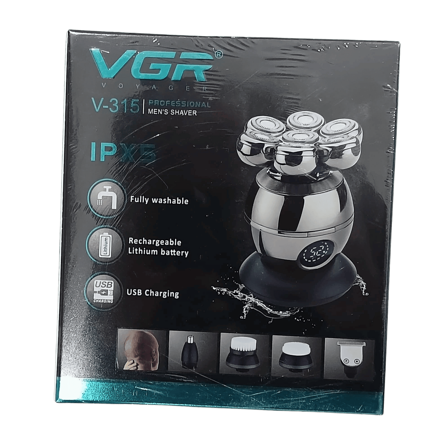 VGR V-315 Professional Men's Shaver – 5-in-1 Rechargeable, Fully Washable with USB Charging