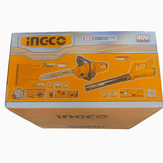 Ingco 20V Cordless Tools Combo Kit – Blower & Chainsaw (2 Tools)