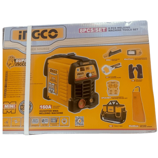 Ingco 160A Mini Inverter MMA Welding Machine – 8 Pieces Welding Tool Set