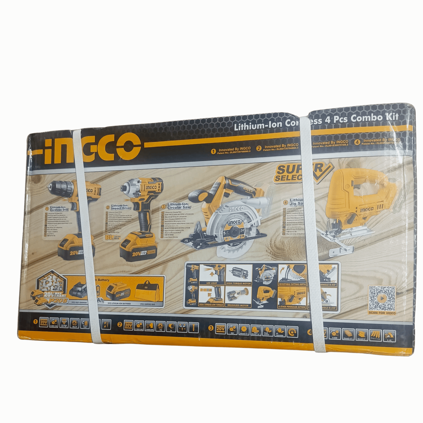 INGCO Lithium-Ion 4-Piece Combo Kit